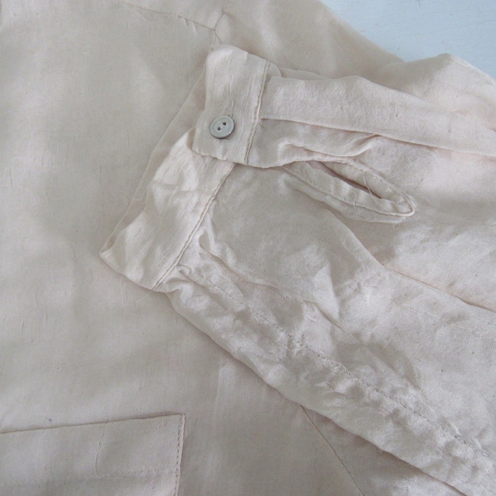 Eileen Fisher Shirt Medium Organic Cotton Silk Light Peach Button Long Sleeve - Picture 10 of 10